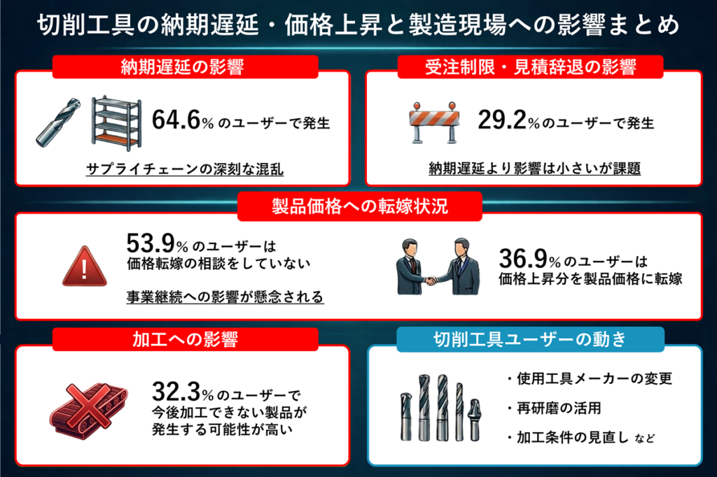 切削工具の納期遅延・価格上昇と製造現場への影響まとめ（2026年調査結果）